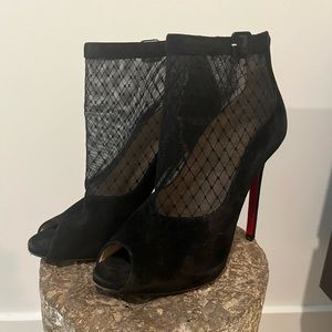 Christian Louboutin Mesh Black Ankle Bootie Size 40